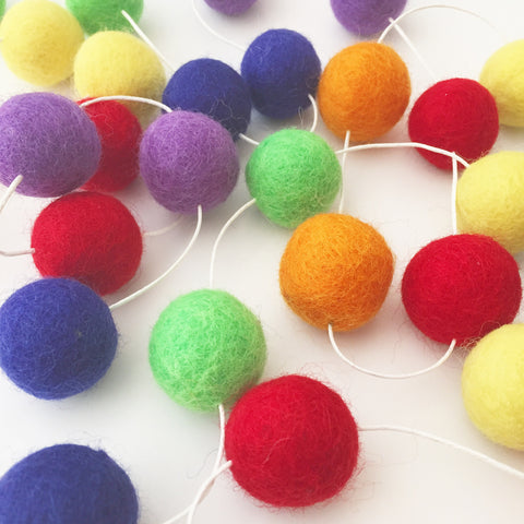 Felt Ball Garland - Rainbow Love Accessories Winston + Grace