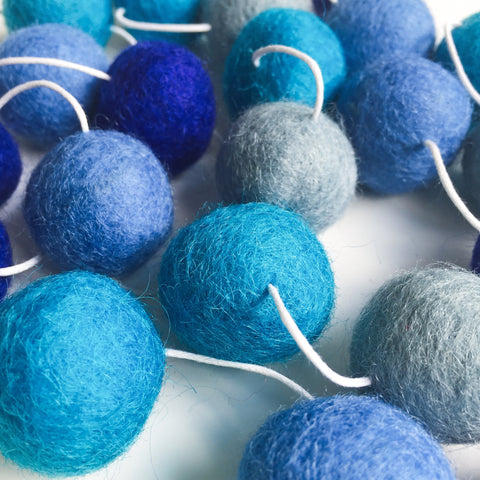 Felt Ball Garland - Ocean Blue Accessories Winston + Grace