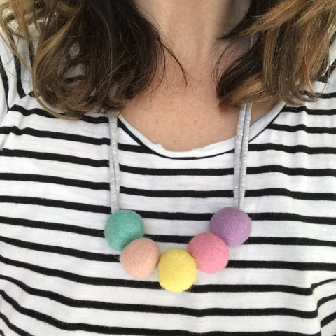 Felt Ball Necklace - The Poppy Pastel  Winston + Grace
