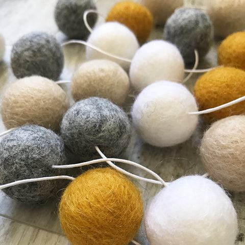 Felt Ball Garland - Mustard Marble Accessories Winston + Grace