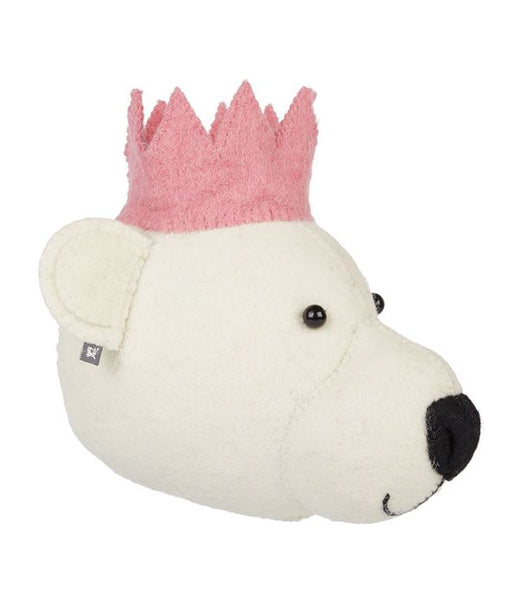 Fiona Walker Felt Animal Head - The Baby Bear with Crown - Pink (Mini)  Winston + Grace