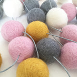 Felt Ball Garland - Marshmallow Storm with Mustard Accessories Winston + Grace