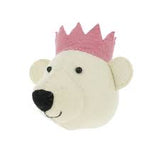 Fiona Walker Felt Animal Head - The Baby Bear with Crown - Pink (Mini)  Winston + Grace