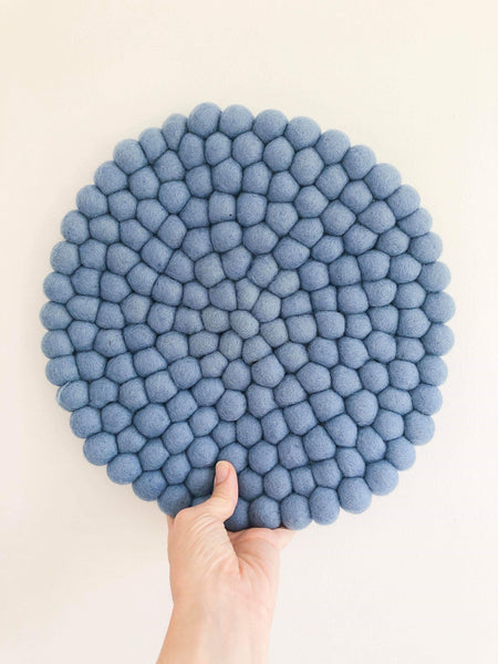 Felt Ball Mini Mat (trivet) - Denim  Winston + Grace