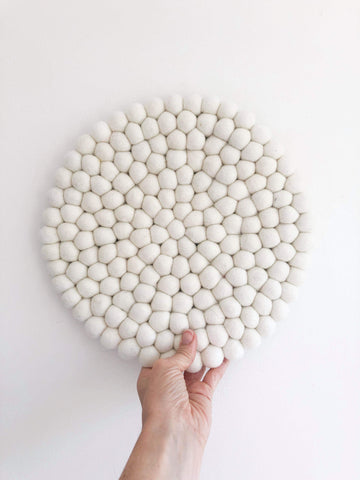 Felt Ball Mini Mat (trivet) - White  Winston + Grace