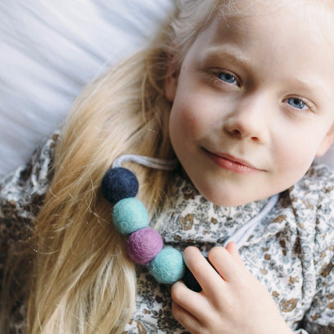 Felt Ball Necklace - The Knock on Navy  Winston + Grace